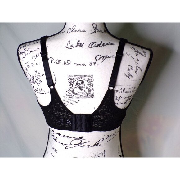 🆕 WACOAL Halo Lace Full Figure Underwire Unpadded Bra 38C Black #65547 - Picture 7 of 8